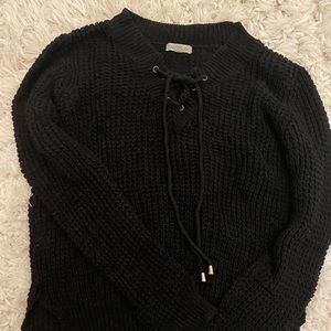 Black lace up sweater